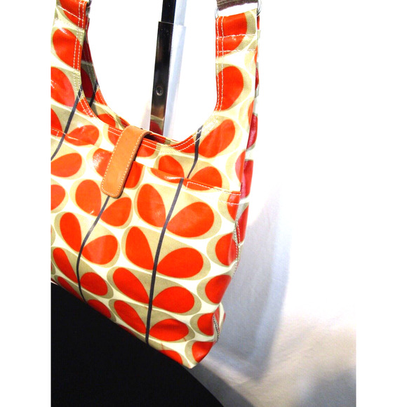 Orla Kiely Orange Stem Print Coated Canvas Midi Sling Crossbody Purse - Picture 5 of 11